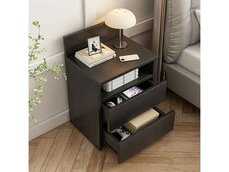 NACHTTISCH SCHRANK SCHLAFZIMMER KOMMODE 2 SCHUBLADEN WEISS LOFT MODERN 40 CM