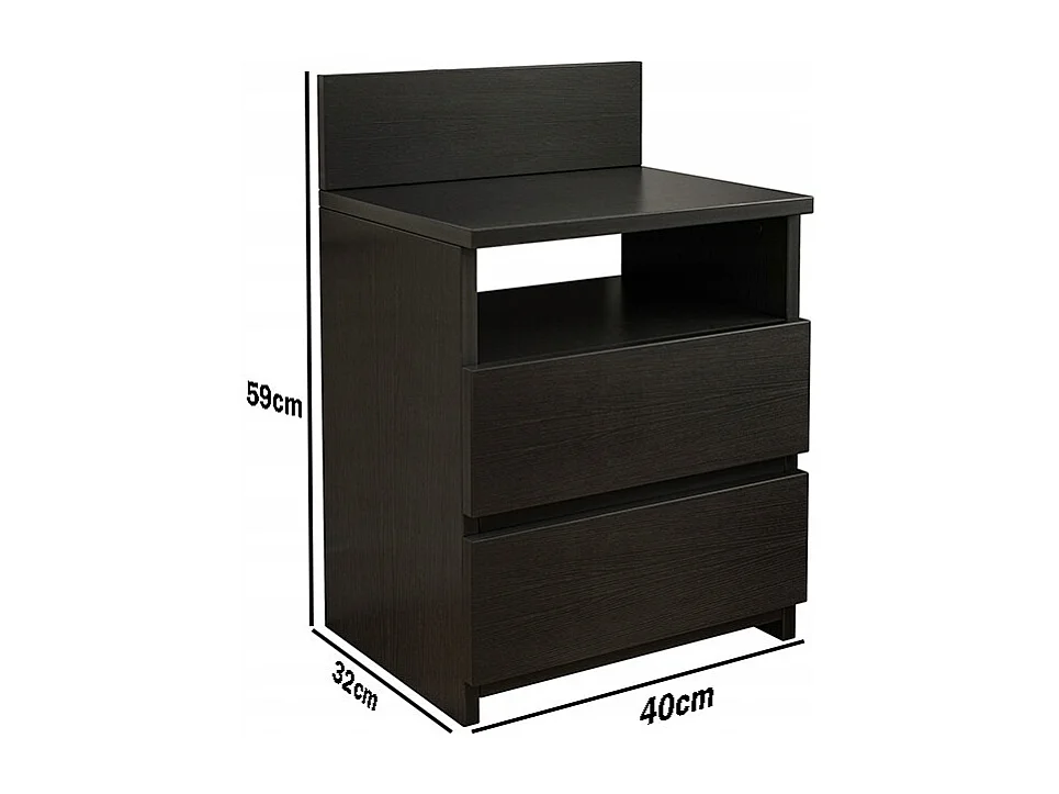 NACHTTISCH SCHRANK SCHLAFZIMMER KOMMODE 2 SCHUBLADEN WEISS LOFT MODERN 40 CM