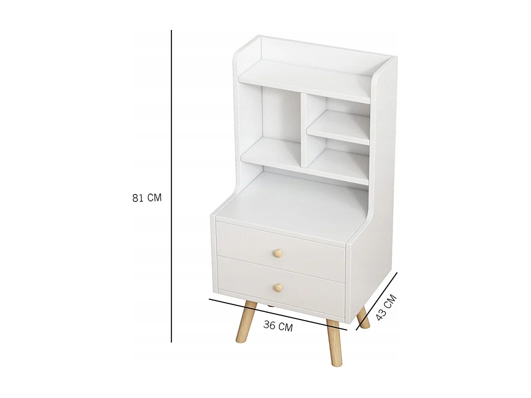 TABLE DE CHEVET AVEC 2 TIROIRS ÉTAGÈRE SCANDINAVE CHAMBRE À COUCHER SALON 81 CM