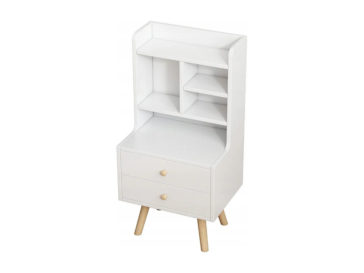 TABLE DE CHEVET AVEC 2 TIROIRS ÉTAGÈRE SCANDINAVE CHAMBRE À COUCHER SALON 81 CM