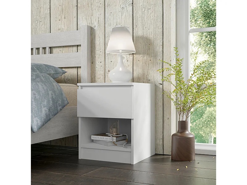 Nachttisch MAJA 40-1S weiß – modern, kompakt, für kleine Räume