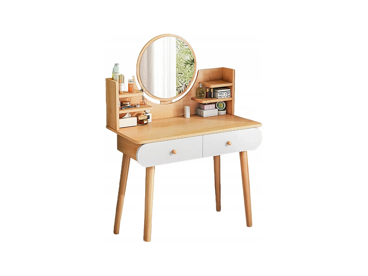 COiffeuse avec miroir de maquillage, grande, en bois, style scandinave, 120 cm
