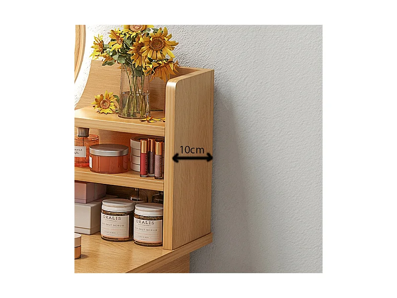 COiffeuse avec miroir de maquillage, grande, en bois, style scandinave, 120 cm