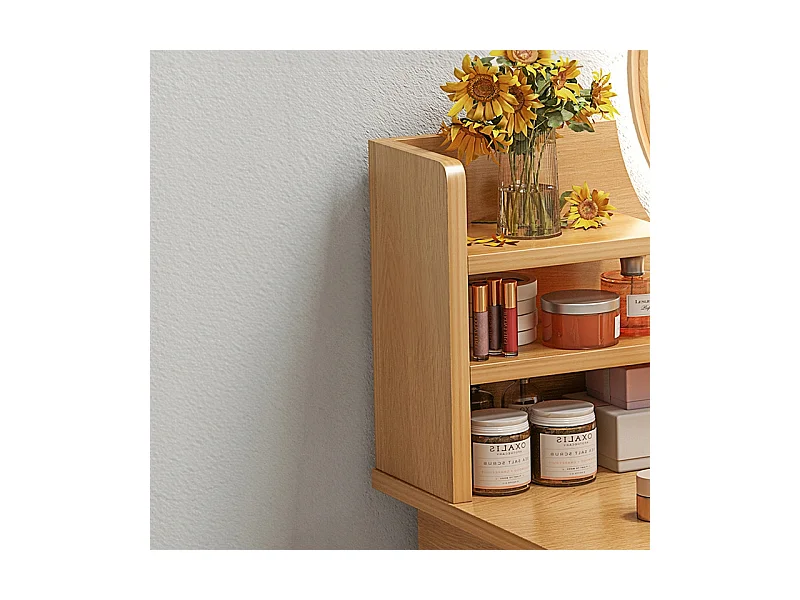 COiffeuse avec miroir de maquillage, grande, en bois, style scandinave, 120 cm