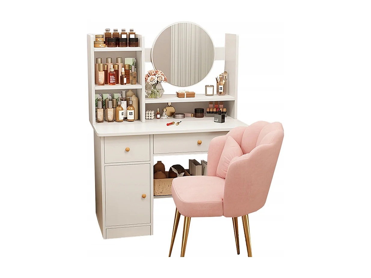 COSMETICABANKET MET SPIEGEL VOOR MAKE-UP WIT GROOT SCANDINAVISCHE STIJL