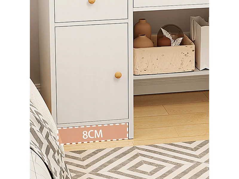 COSMETICABANKET MET SPIEGEL VOOR MAKE-UP WIT GROOT SCANDINAVISCHE STIJL