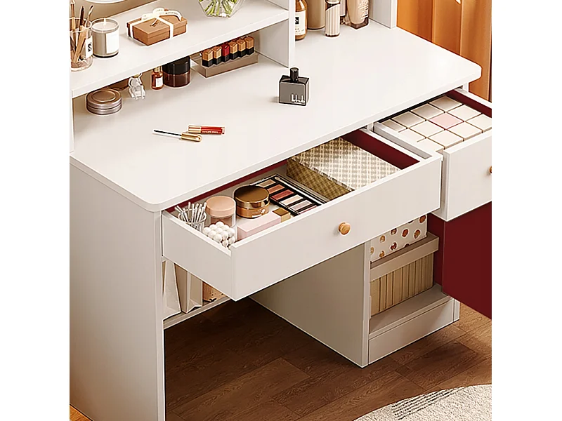 COSMETICABANKET MET SPIEGEL VOOR MAKE-UP WIT GROOT SCANDINAVISCHE STIJL