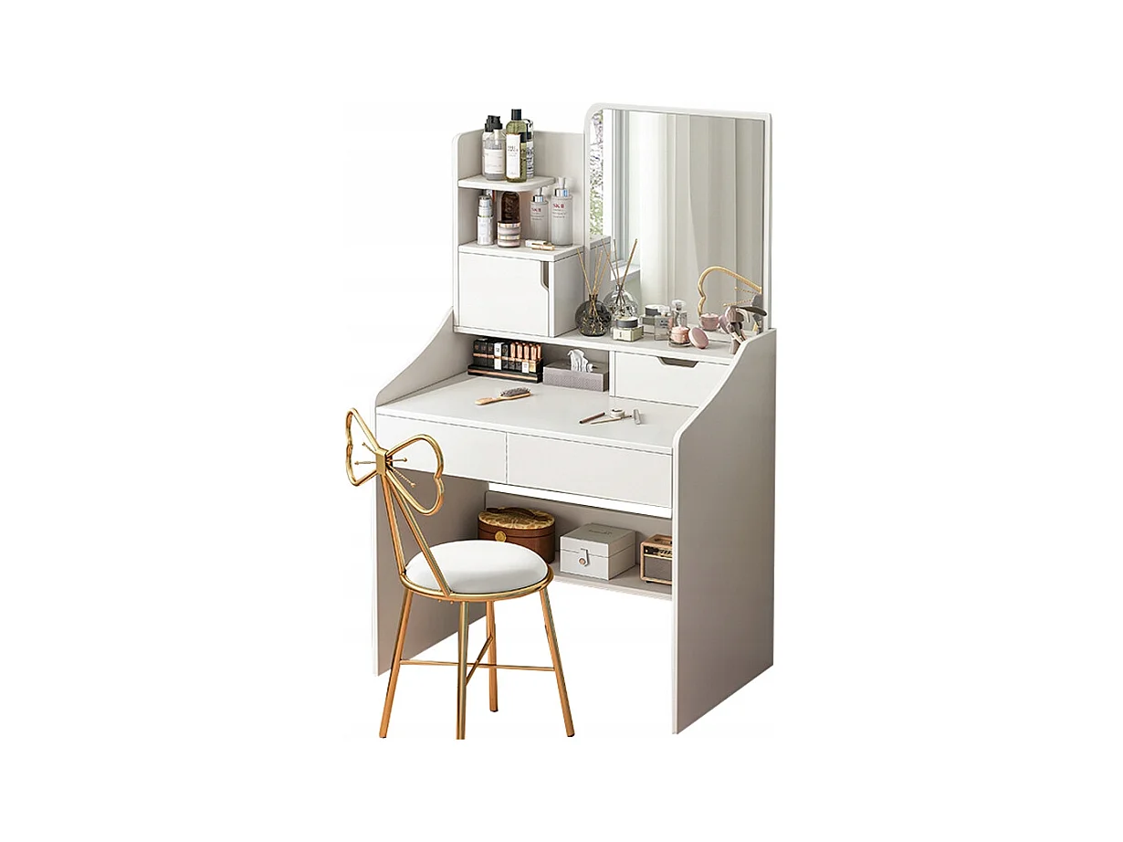 COiffeuse avec miroir pour maquillage, blanche, grande, style scandinave