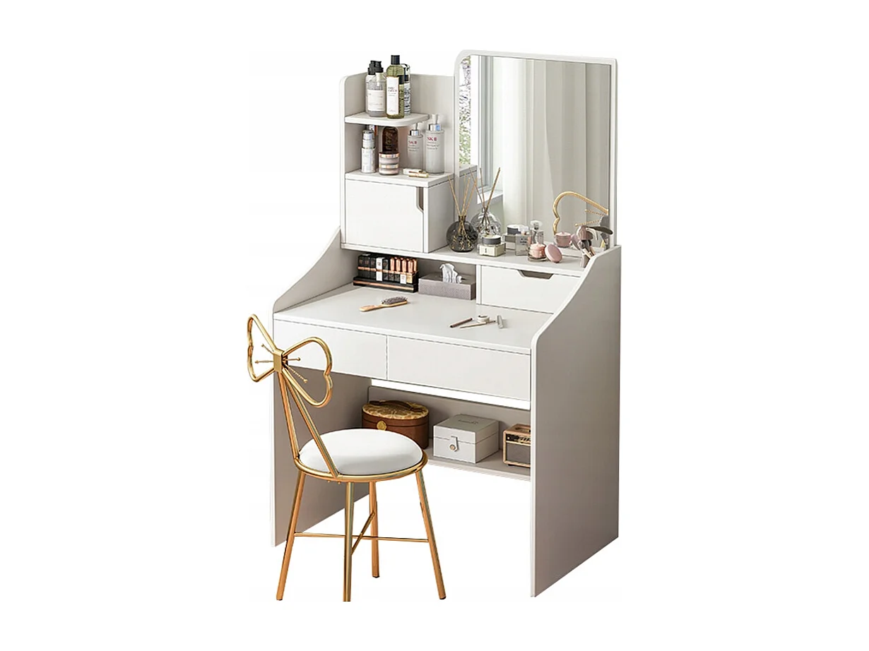 COiffeuse avec miroir pour maquillage, blanche, grande, style scandinave