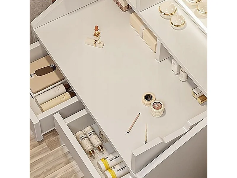 COiffeuse avec miroir pour maquillage, blanche, grande, style scandinave