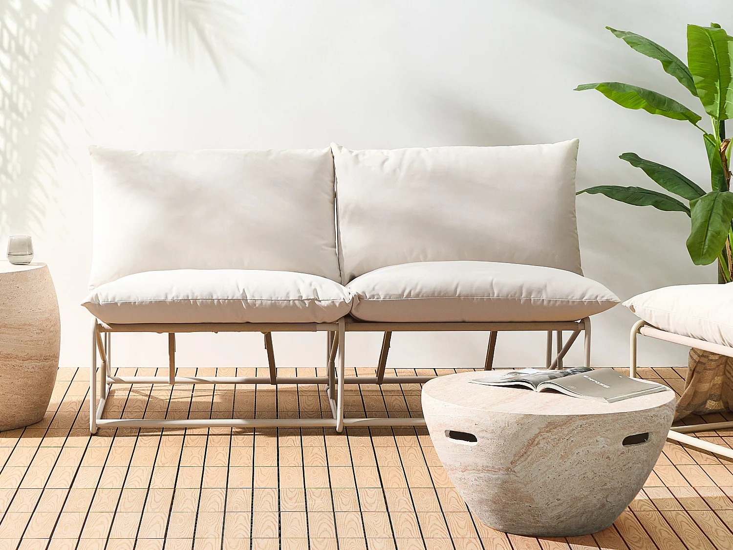 Canapé de jardin 2 places PICO Métal Beige clair