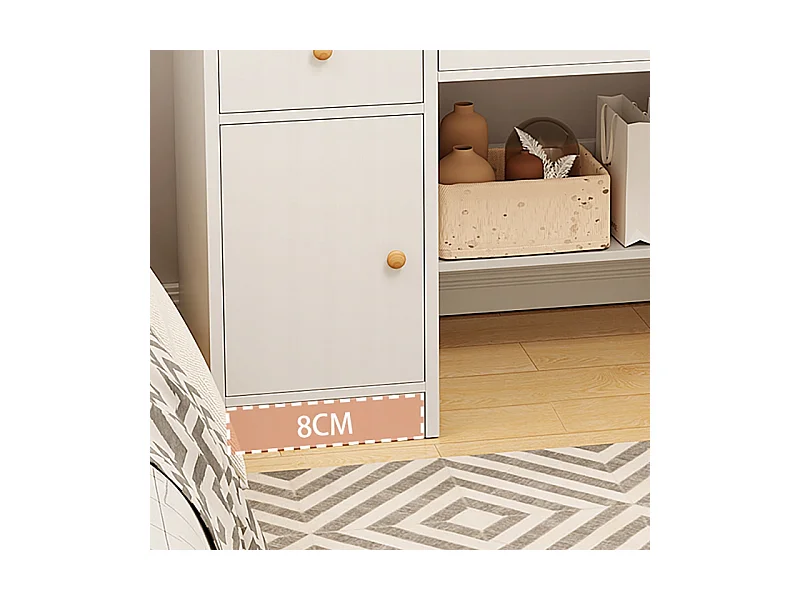 COiffeuse avec miroir et tiroirs, blanche, maquillage glamour scandinave, 100 cm