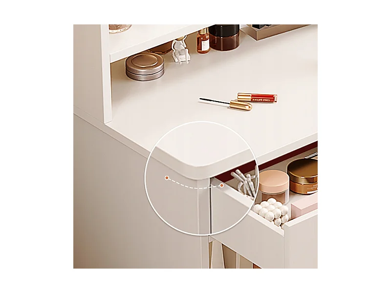 COiffeuse avec miroir et tiroirs, blanche, maquillage glamour scandinave, 100 cm