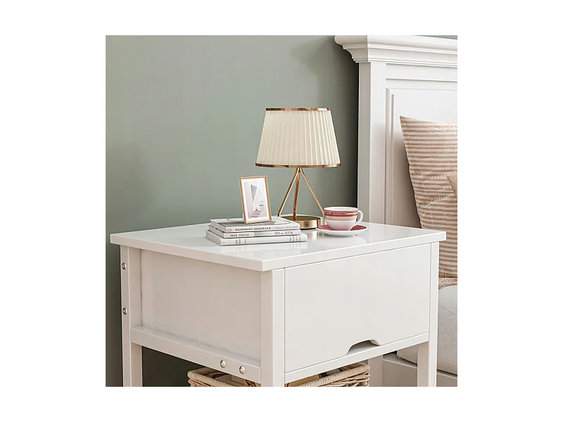 TABLE DE CHEVET BLANCHE AVEC 2 TIROIRS MODERNE LOFT TABLE DE CHAMBRE À COUCHER 45 CM