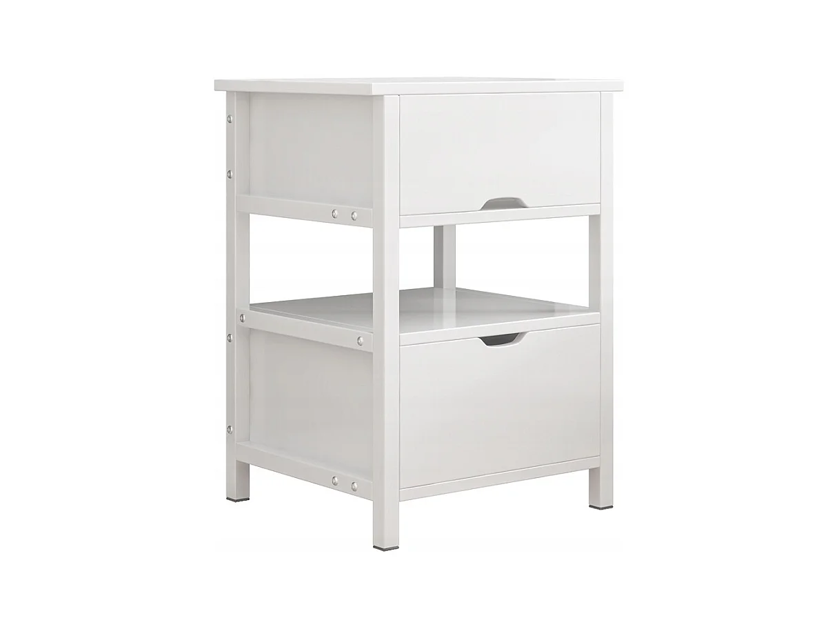 TABLE DE CHEVET BLANCHE AVEC 2 TIROIRS MODERNE LOFT TABLE DE CHAMBRE À COUCHER 45 CM