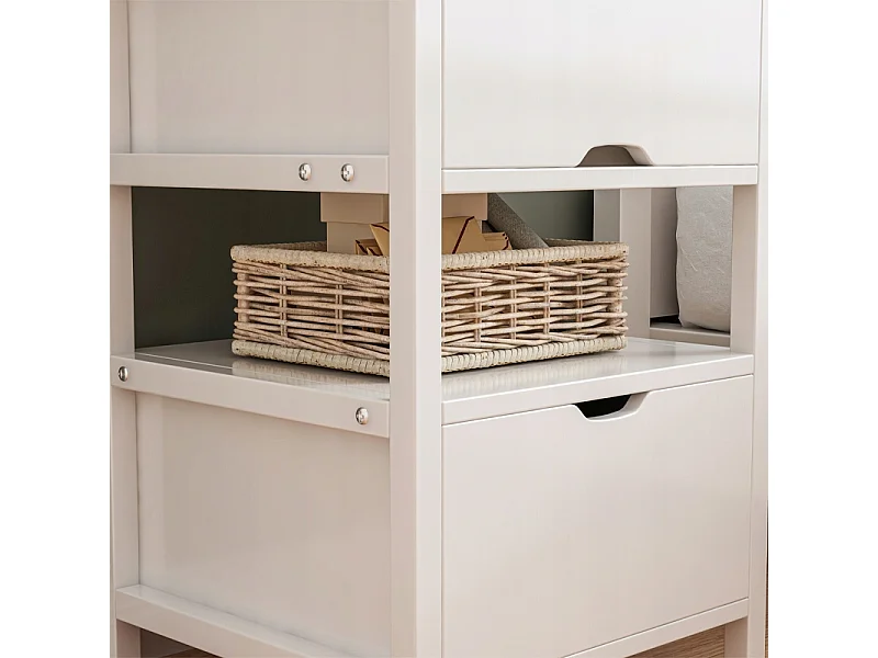 TABLE DE CHEVET BLANCHE AVEC 2 TIROIRS MODERNE LOFT TABLE DE CHAMBRE À COUCHER 45 CM