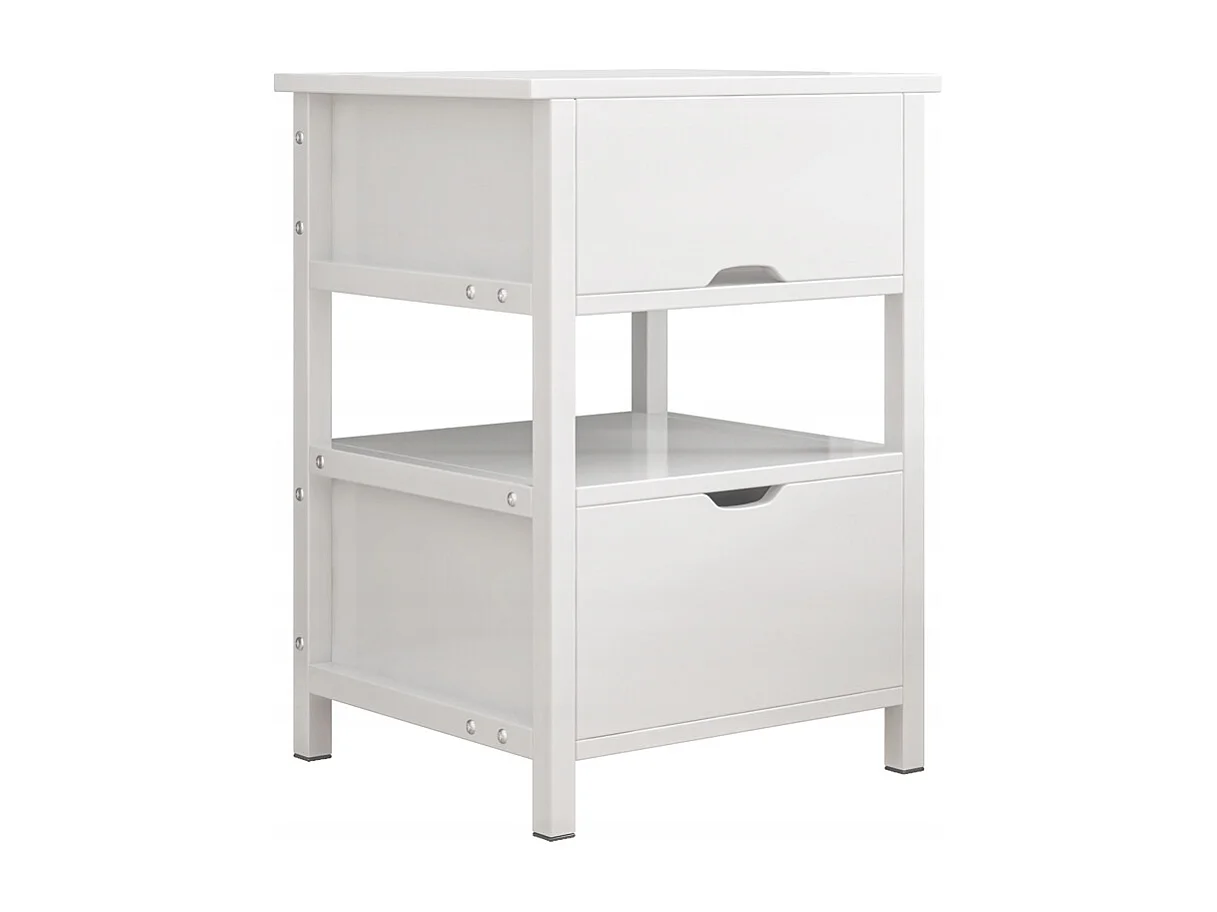 TABLE DE CHEVET BLANCHE AVEC 2 TIROIRS MODERNE LOFT TABLE DE CHAMBRE À COUCHER 45 CM