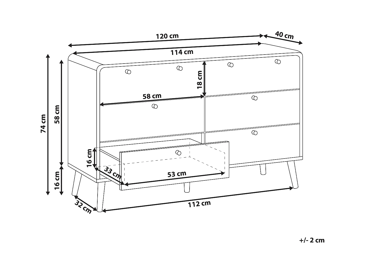 Commode à 6 tiroirs MOURA Noir
