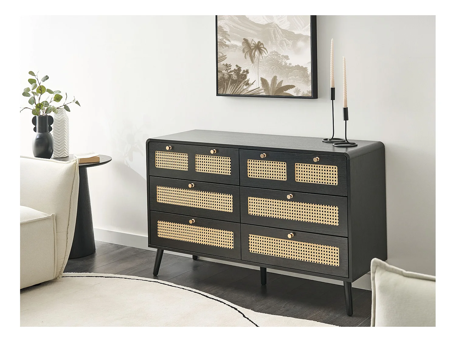 Commode à 6 tiroirs MOURA Noir