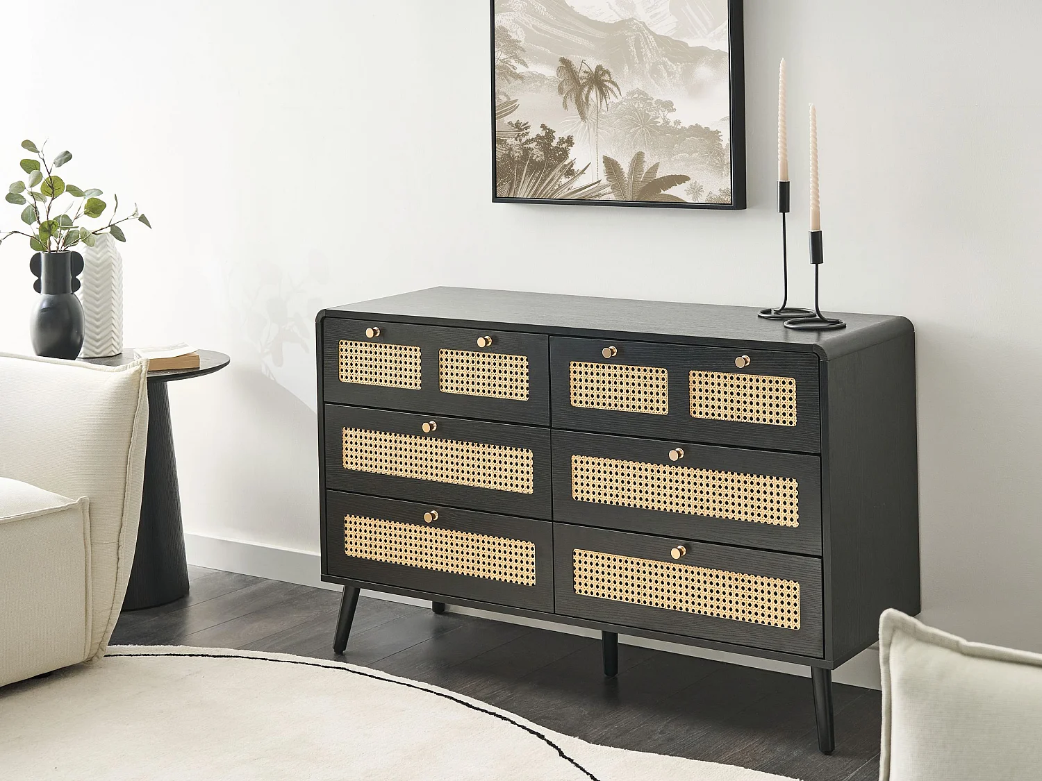 Commode à 6 tiroirs MOURA Noir