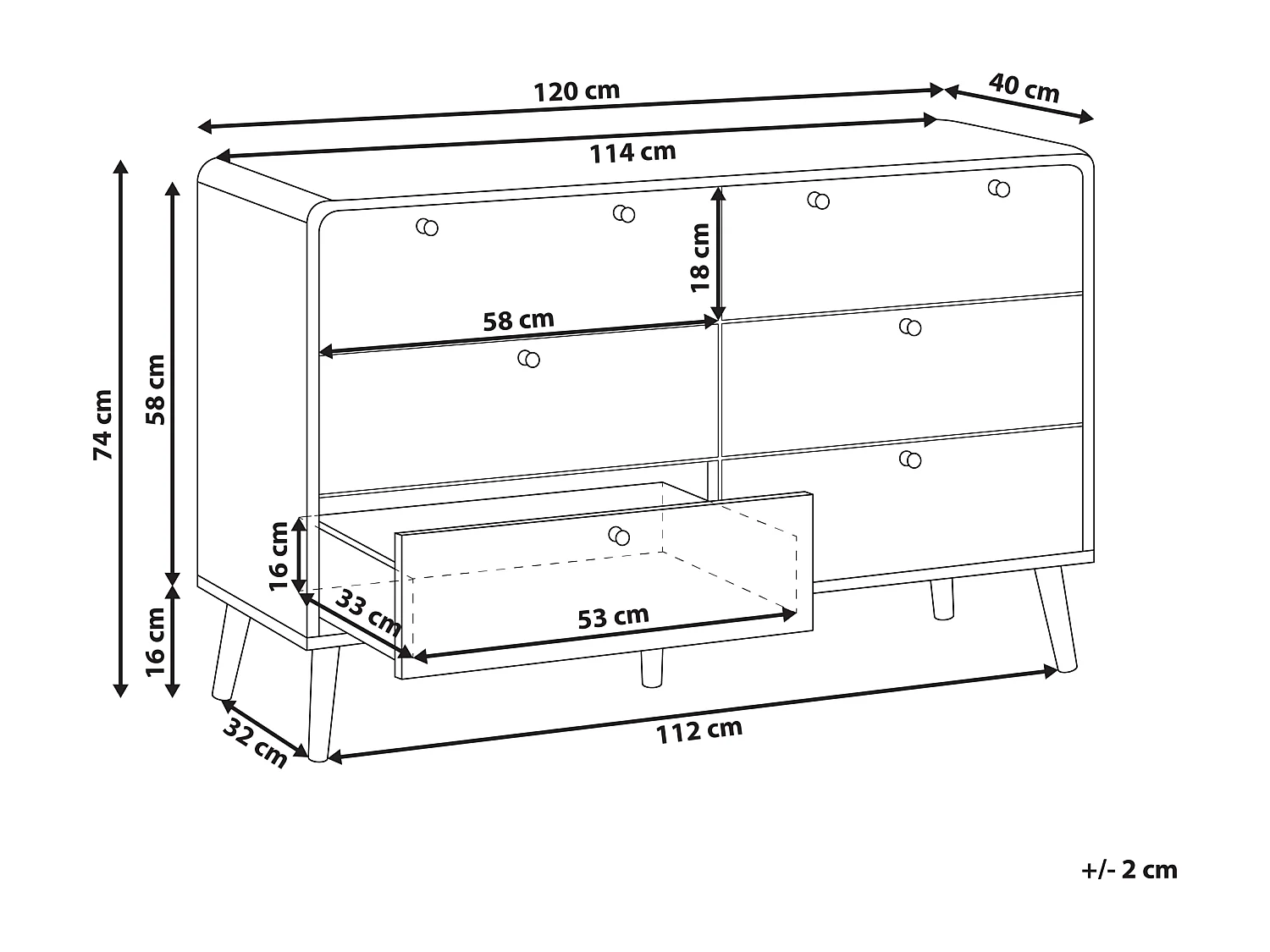 Commode à 6 tiroirs MOURA Noir
