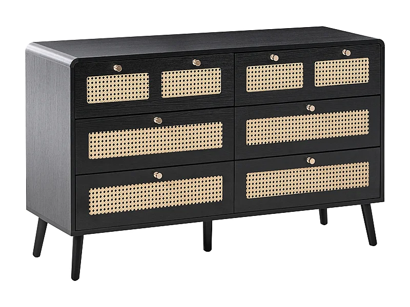 Commode à 6 tiroirs MOURA Noir