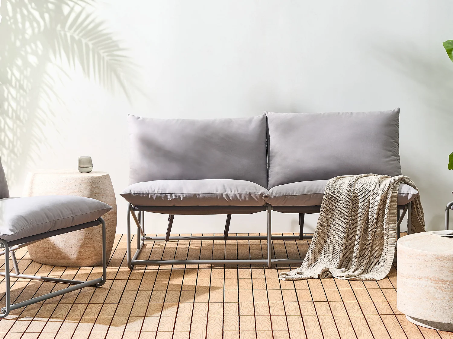 Canapé de jardin 2 places PICO Métal Gris