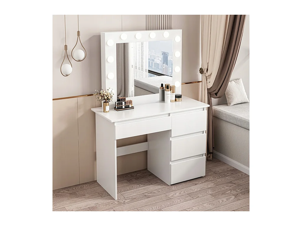 Toaletka do makijażu wizażu kosmetyczna z lustrem led nowoczesna loft 90 cm