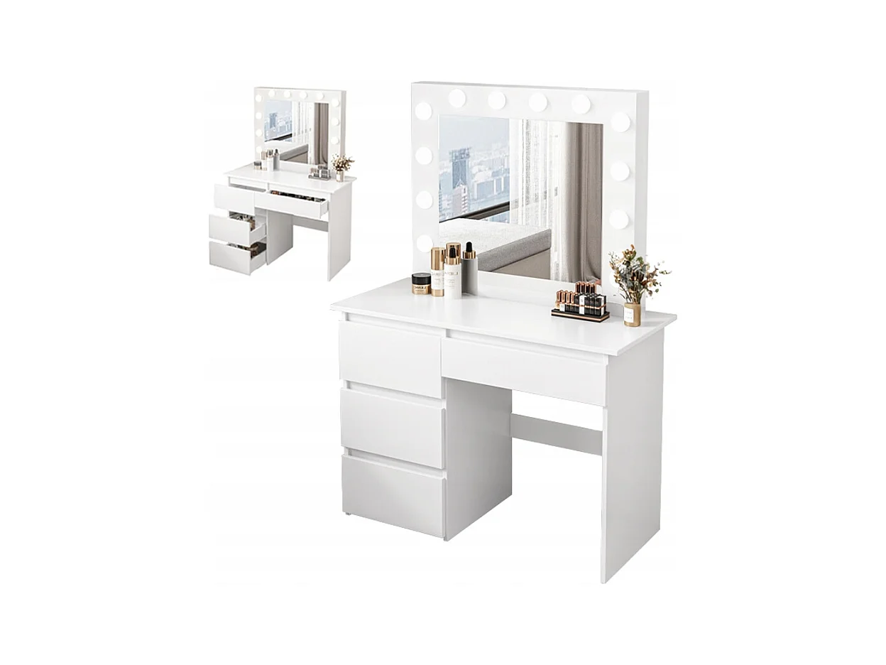 Toaletka do makijażu wizażu kosmetyczna z lustrem led nowoczesna loft 90 cm