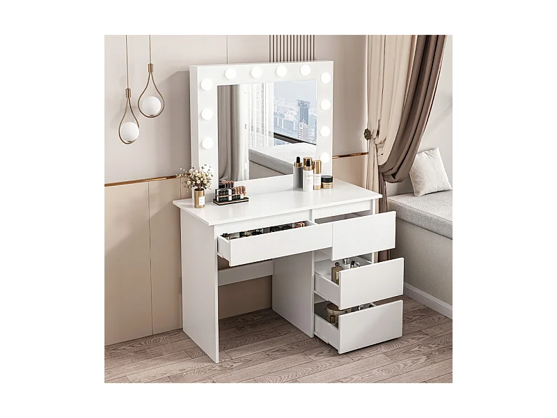 Toaletka do makijażu wizażu kosmetyczna z lustrem led nowoczesna loft 90 cm