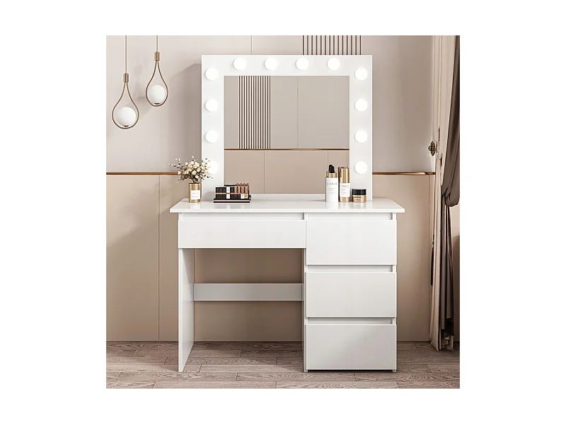 Toaletka do makijażu wizażu kosmetyczna z lustrem led nowoczesna loft 90 cm