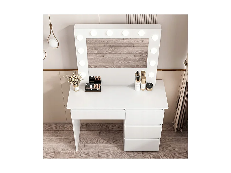 Toaletka do makijażu wizażu kosmetyczna z lustrem led nowoczesna loft 90 cm