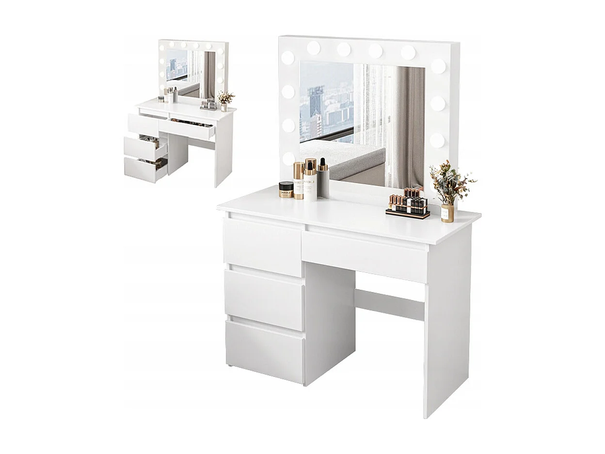 Toaletka do makijażu wizażu kosmetyczna z lustrem led nowoczesna loft 90 cm