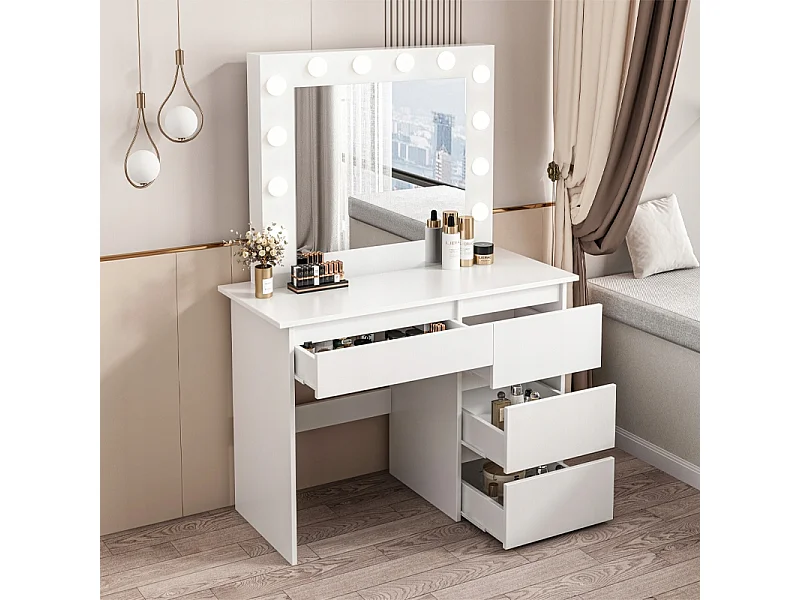 Toaletka do makijażu wizażu kosmetyczna z lustrem led nowoczesna loft 90 cm
