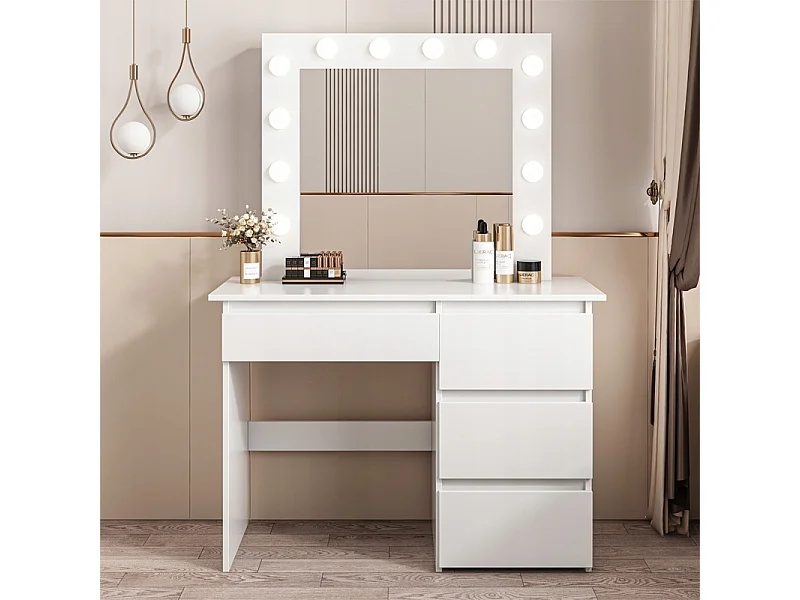 Toaletka do makijażu wizażu kosmetyczna z lustrem led nowoczesna loft 90 cm