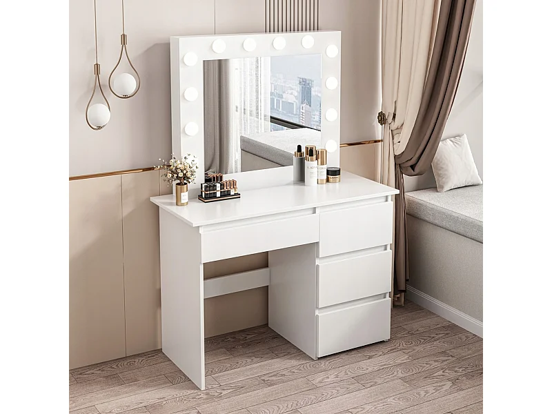 Toaletka do makijażu wizażu kosmetyczna z lustrem led nowoczesna loft 90 cm