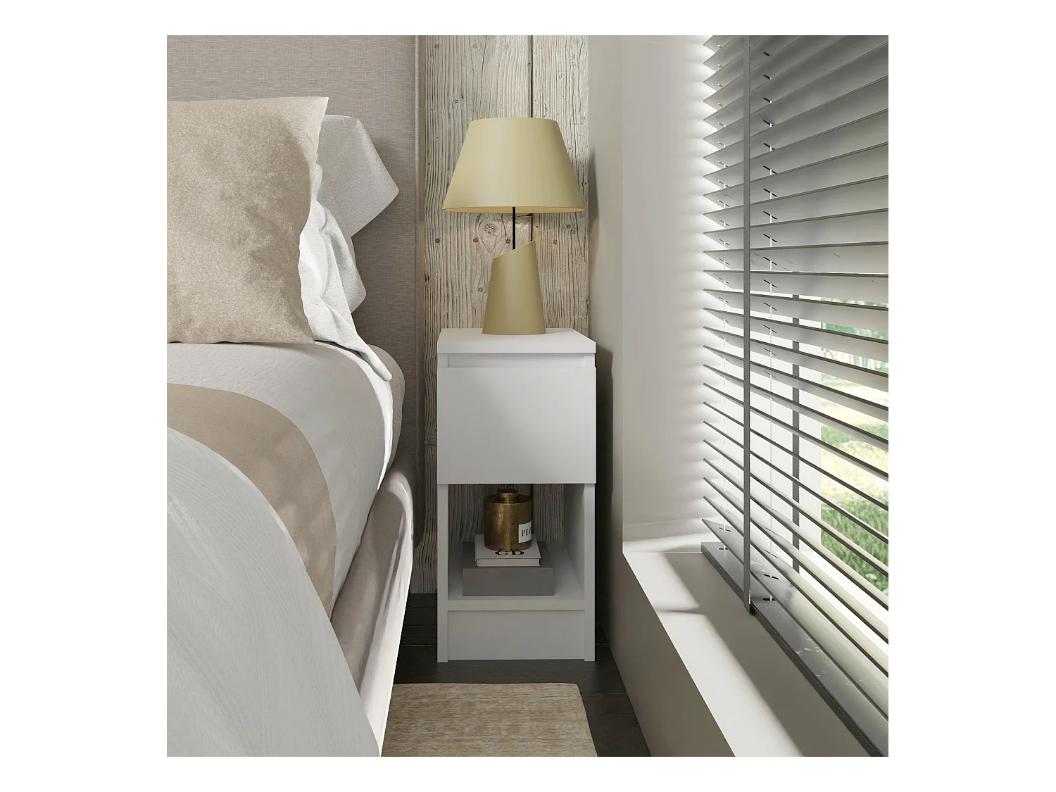 Nachttisch MAJA 25-1D weiß – modern, kompakt, für kleine Räume