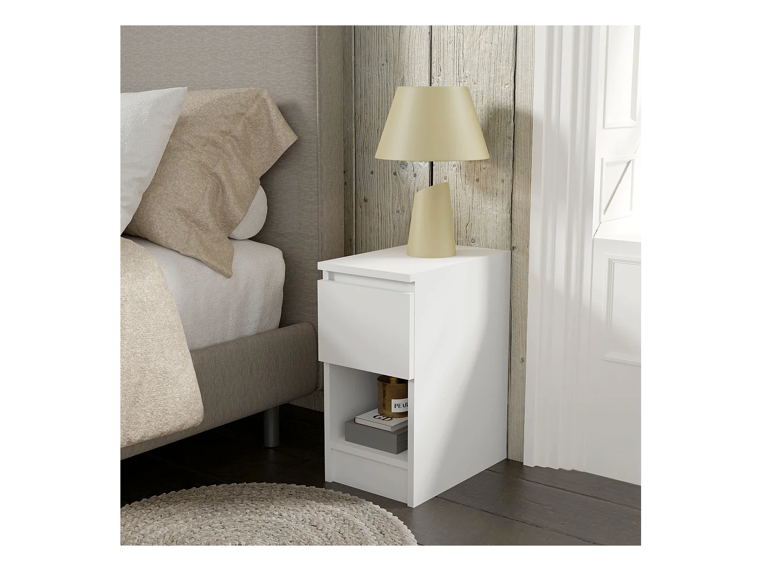 Nachttisch MAJA 25-1D weiß – modern, kompakt, für kleine Räume