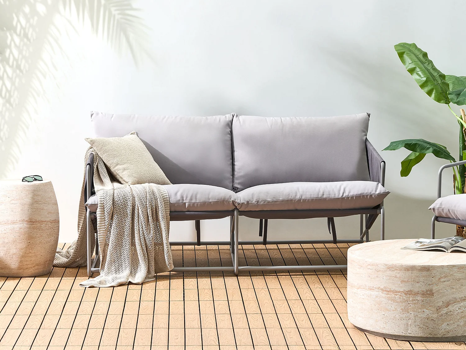 Canapé de jardin 2 places PONTE Métal Gris