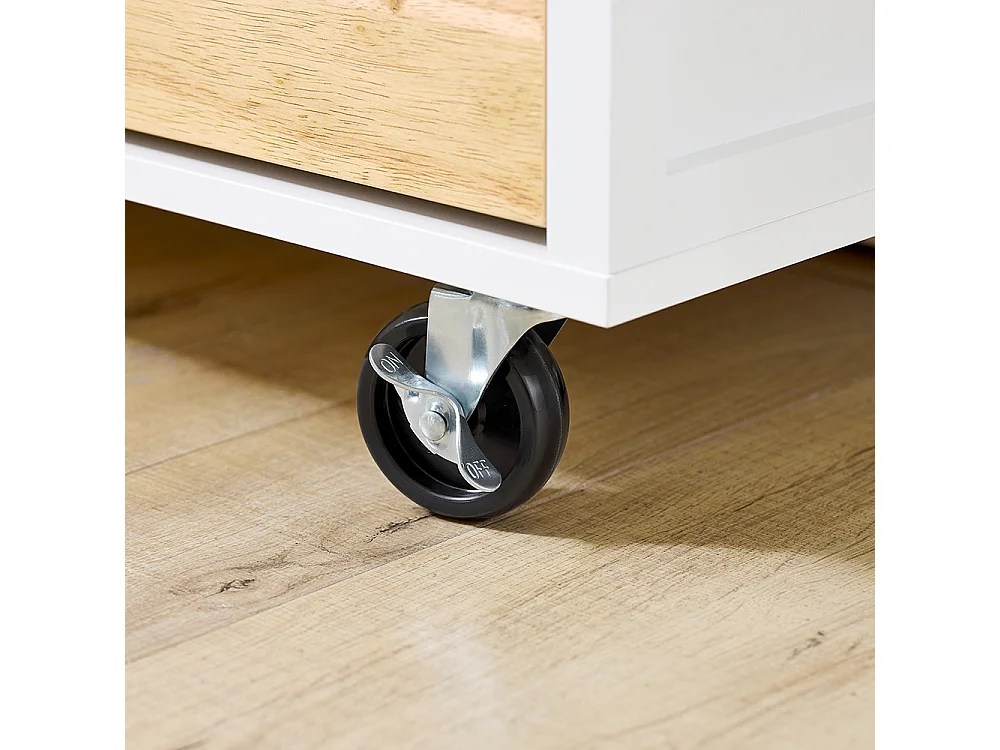 SoBuy Desserte de Cuisine Mobile avec Plan de Travail en Bois, Unité Autonome Blanche