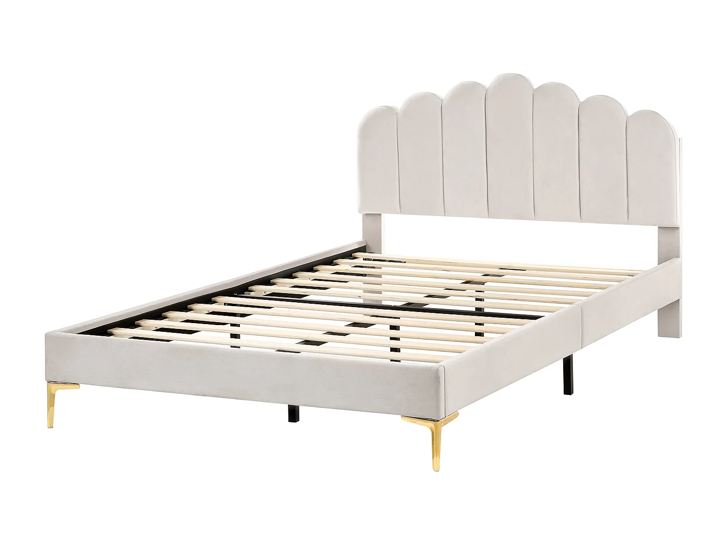 Lit avec sommier Velours SAUVIAN 140 x 200 cm Blanc cassé