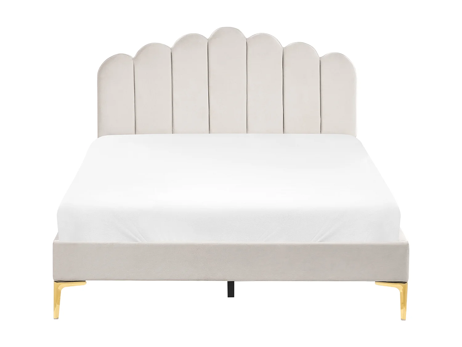 Lit avec sommier Velours SAUVIAN 140 x 200 cm Blanc cassé