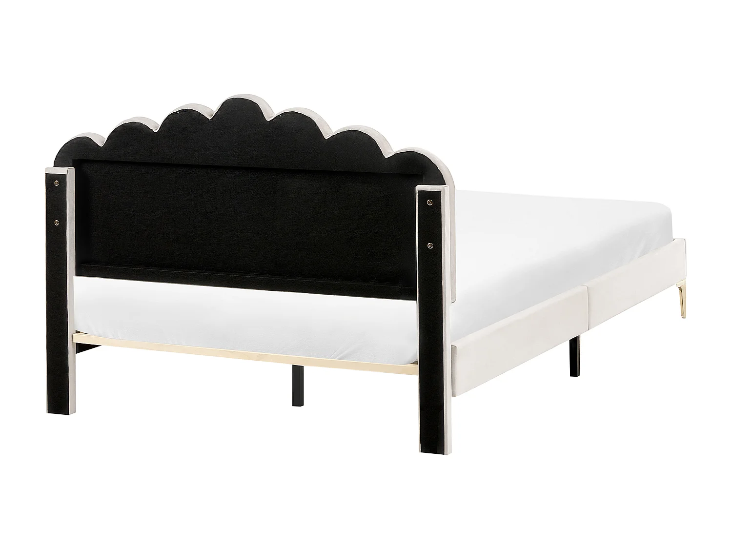 Lit avec sommier Velours SAUVIAN 140 x 200 cm Blanc cassé