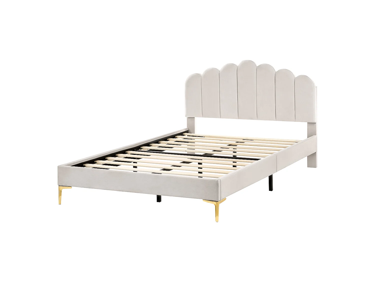 Bed Velvet SAUVIAN 140 x 200 cm (EU Double) Off-White