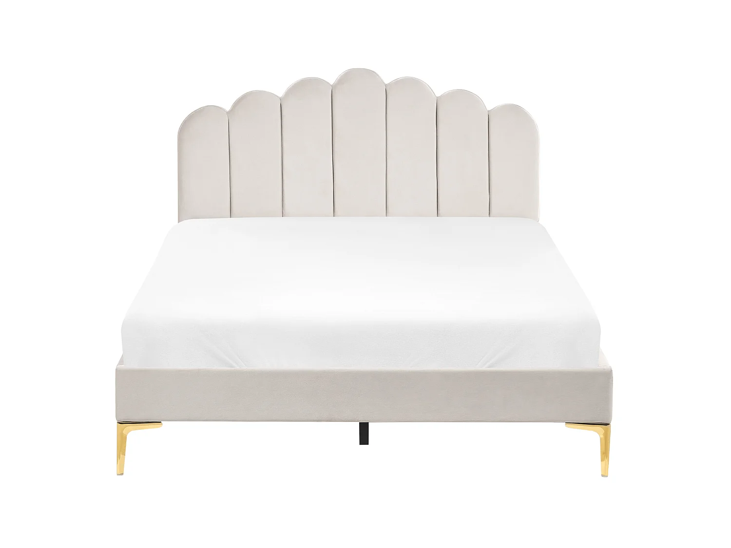 Bed Velvet SAUVIAN 140 x 200 cm (EU Double) Off-White