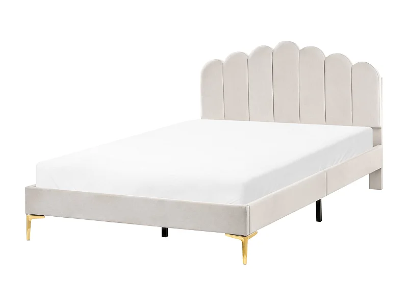 Lit avec sommier Velours SAUVIAN 140 x 200 cm Blanc cassé