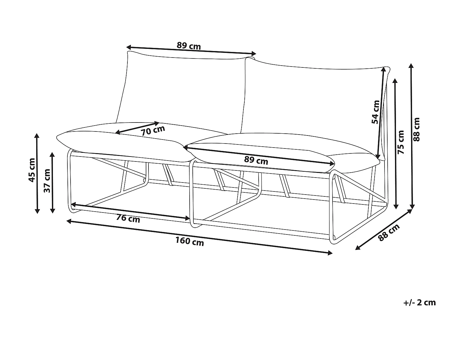 Canapé de jardin 2 places PICO Métal Vert