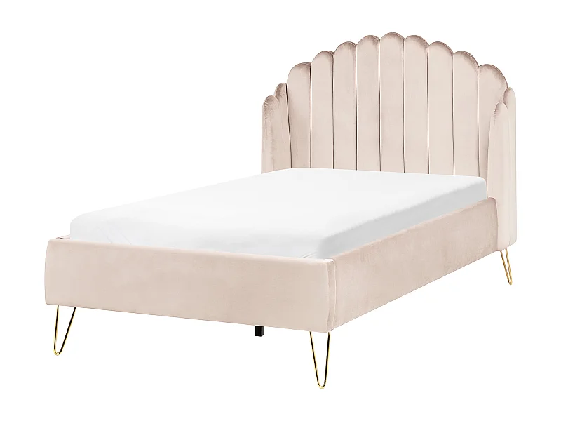 Lit avec sommier Tissu AMBILLOU 120 x 200 cm Beige clair