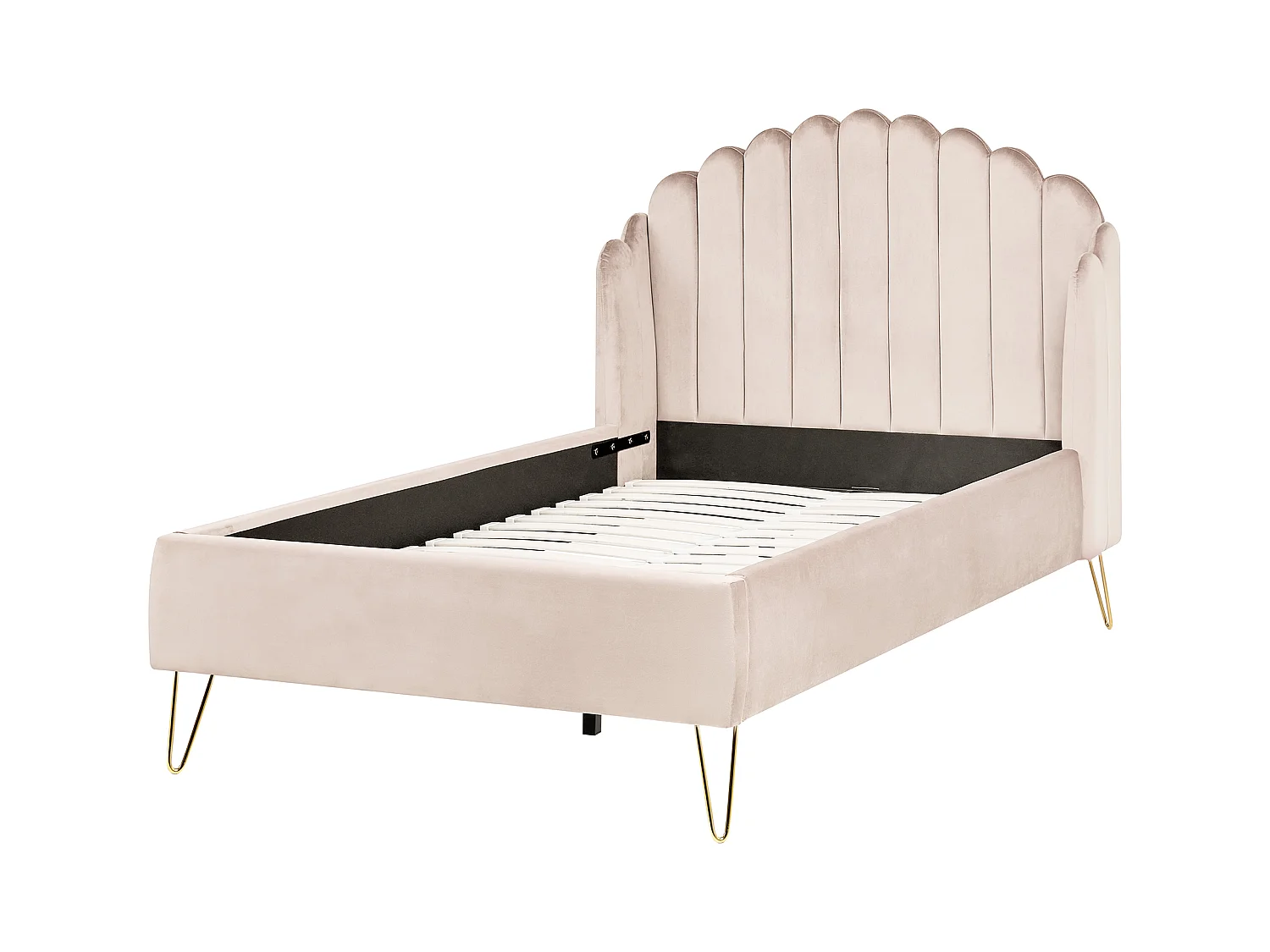 Lit avec sommier Tissu AMBILLOU 120 x 200 cm Beige clair