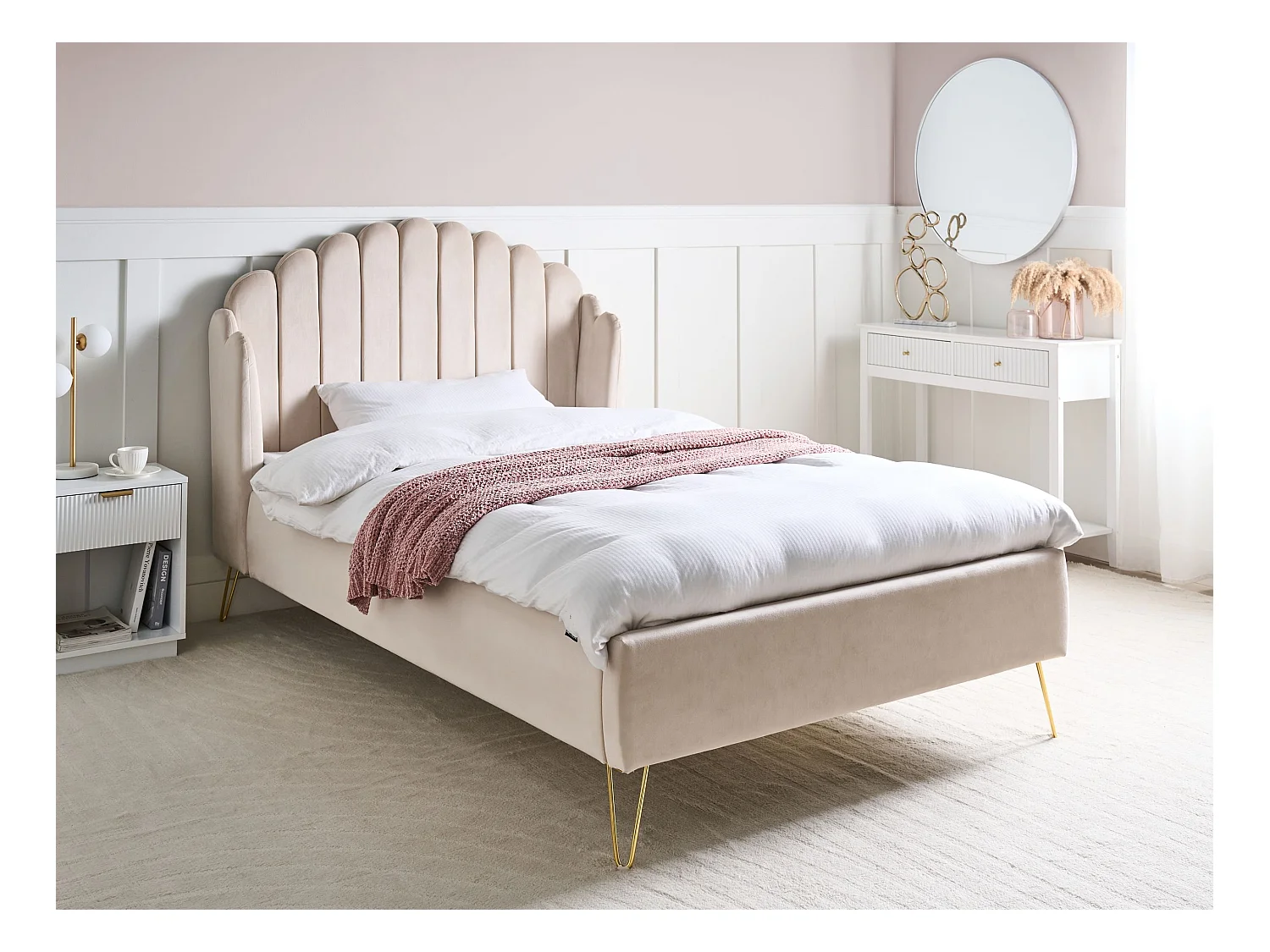 Lit avec sommier Tissu AMBILLOU 120 x 200 cm Beige clair